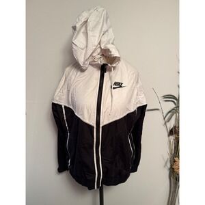 Nike Windrunner Jacket White Black Color Block Hooded Mens XL
